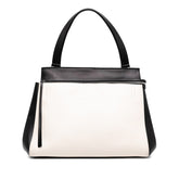 セリーヌ エッジ ミディアム ハンドバッグ ブラック ホワイト レザー レディース CELINE 【中古】